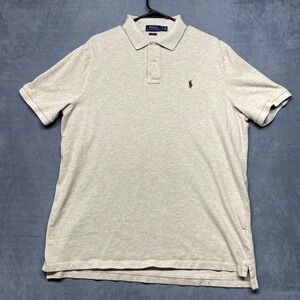 Polo Ralph Lauren Polo Shirt Mens XL Heather Gray Logo Cotton Classic Fit Golf